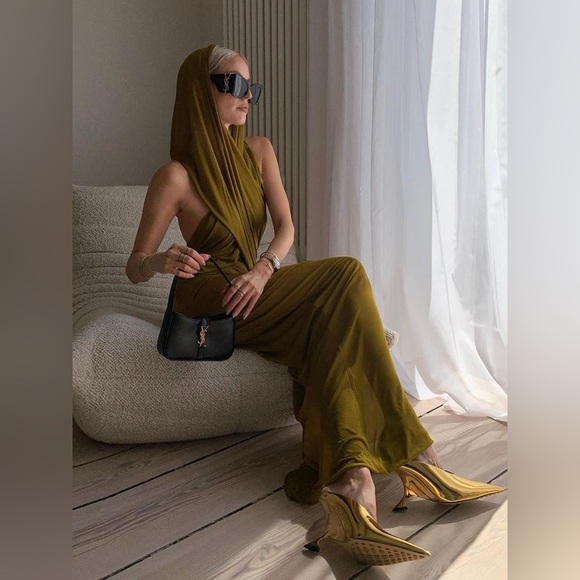 KOIR Olive Draped Hooded Maxi Dress | Inspired by saint Laurent / Cult Gaia - Picture 7 of 15